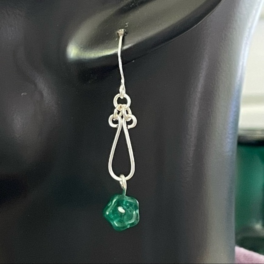 $10 SALE Handmade Dangling Mini Glass Flower Earrings 1.5” Boho Floral